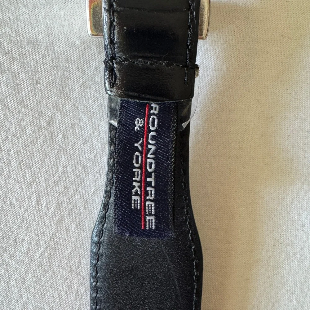 Roundtree&Yorke Concho Belt 42 Italian Full Grain Calfskin Black Leather Western